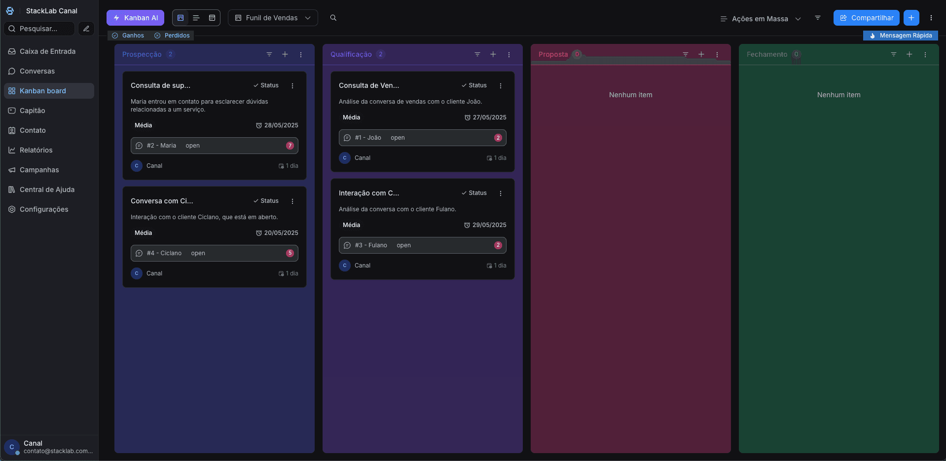 Kanban board screen