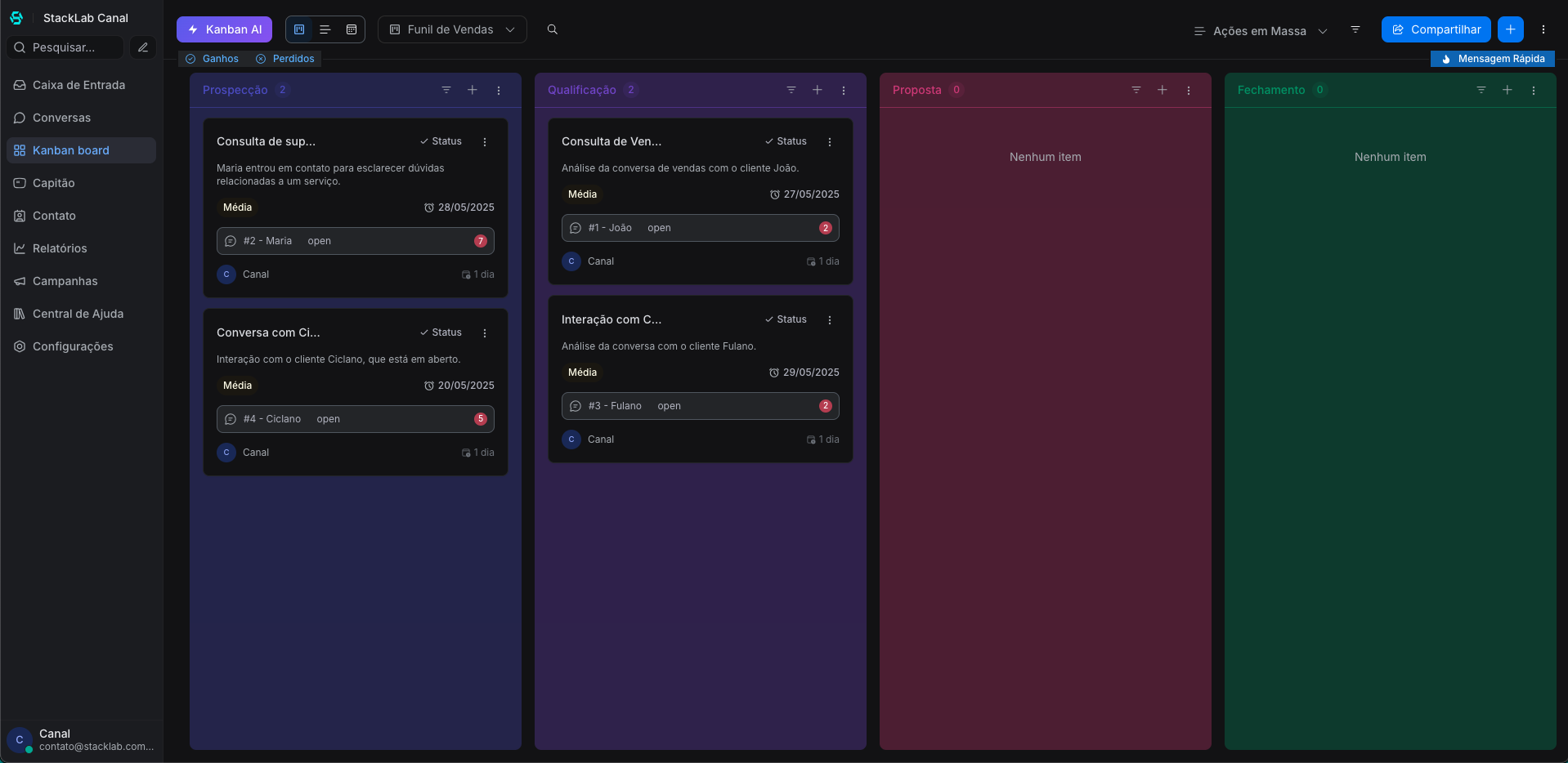 Kanban board screen
